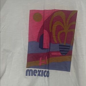 New Mexico Graphic Tee in Pink, Purple & Gold on White Base.